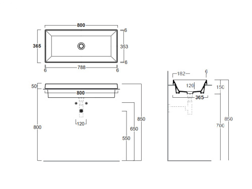 Раковина из сантехнического фаянса Simas AG 80IN bia 80х40 встраиваемая цвет белый - фото 3